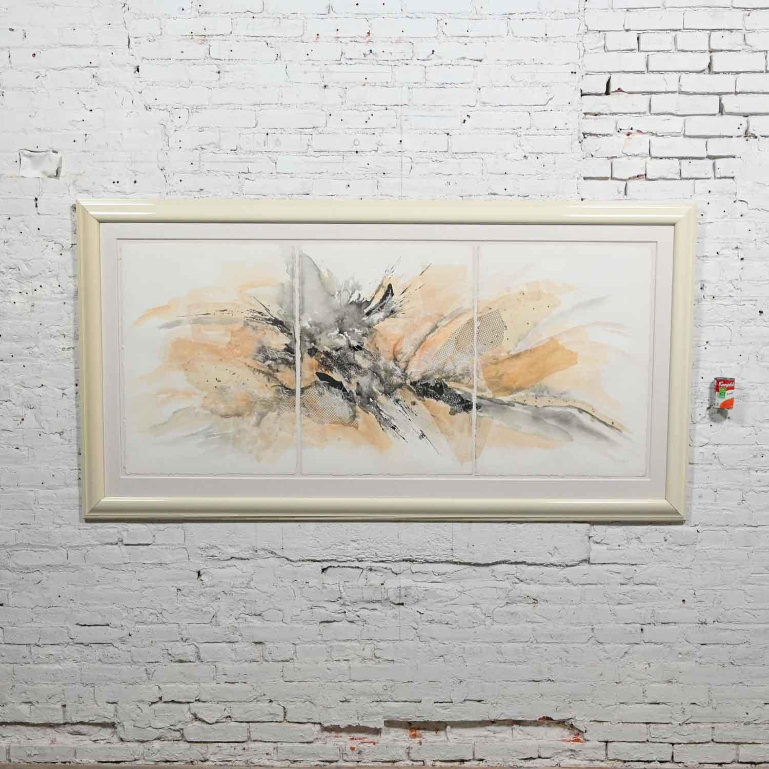 Großes strukturiertes abstraktes Triptychon-Wandgemälde in Mischtechnik von Koo im Angebot 11