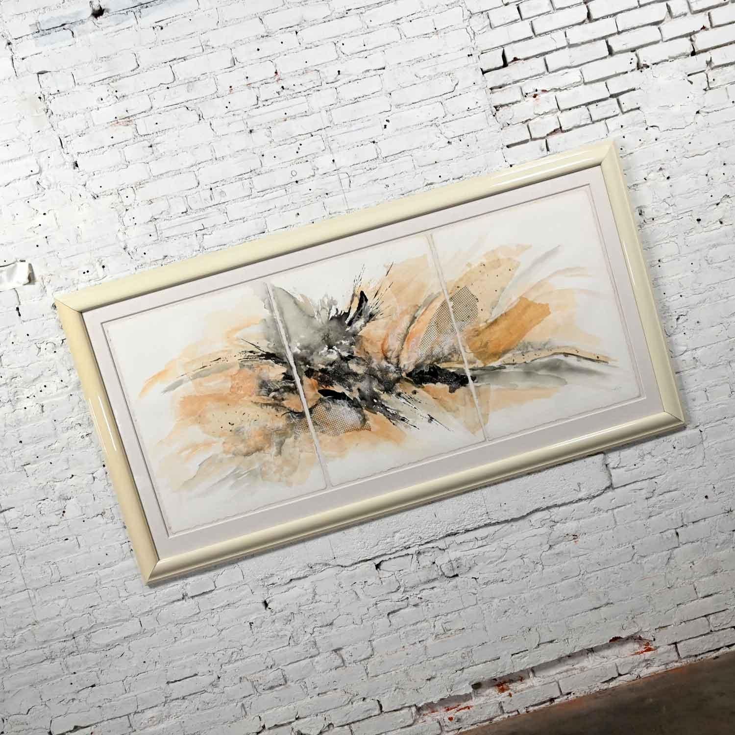 Großes strukturiertes abstraktes Triptychon-Wandgemälde in Mischtechnik von Koo im Zustand „Gut“ im Angebot in Topeka, KS