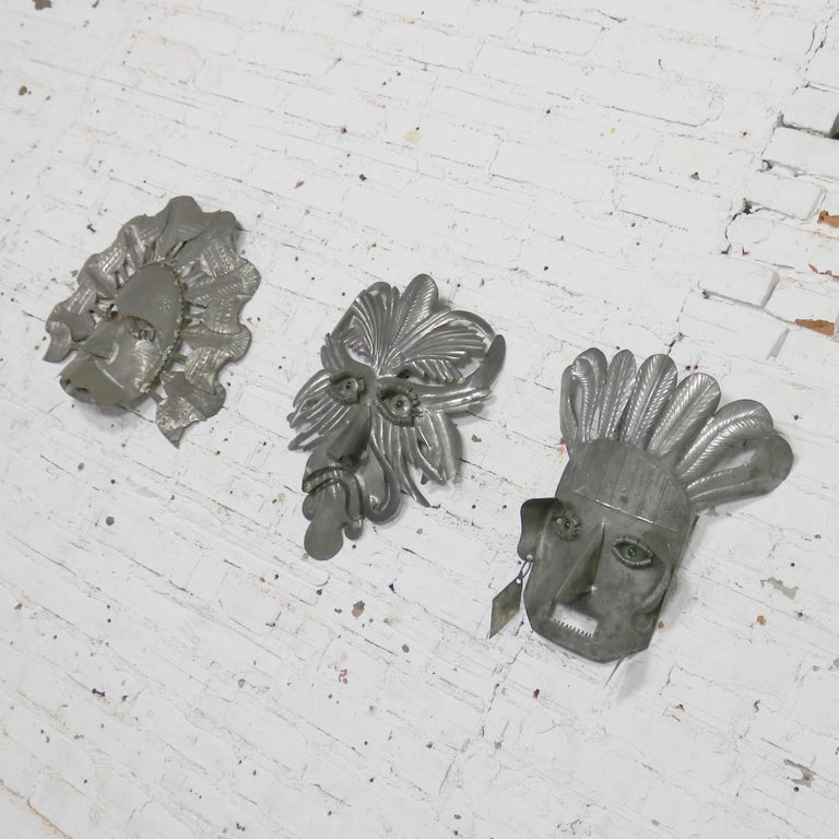 Vintage Large Tin Mexican Folk Art Masks at 1stDibs