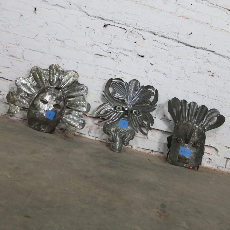 Vintage Large Tin Mexican Folk Art Masks at 1stDibs