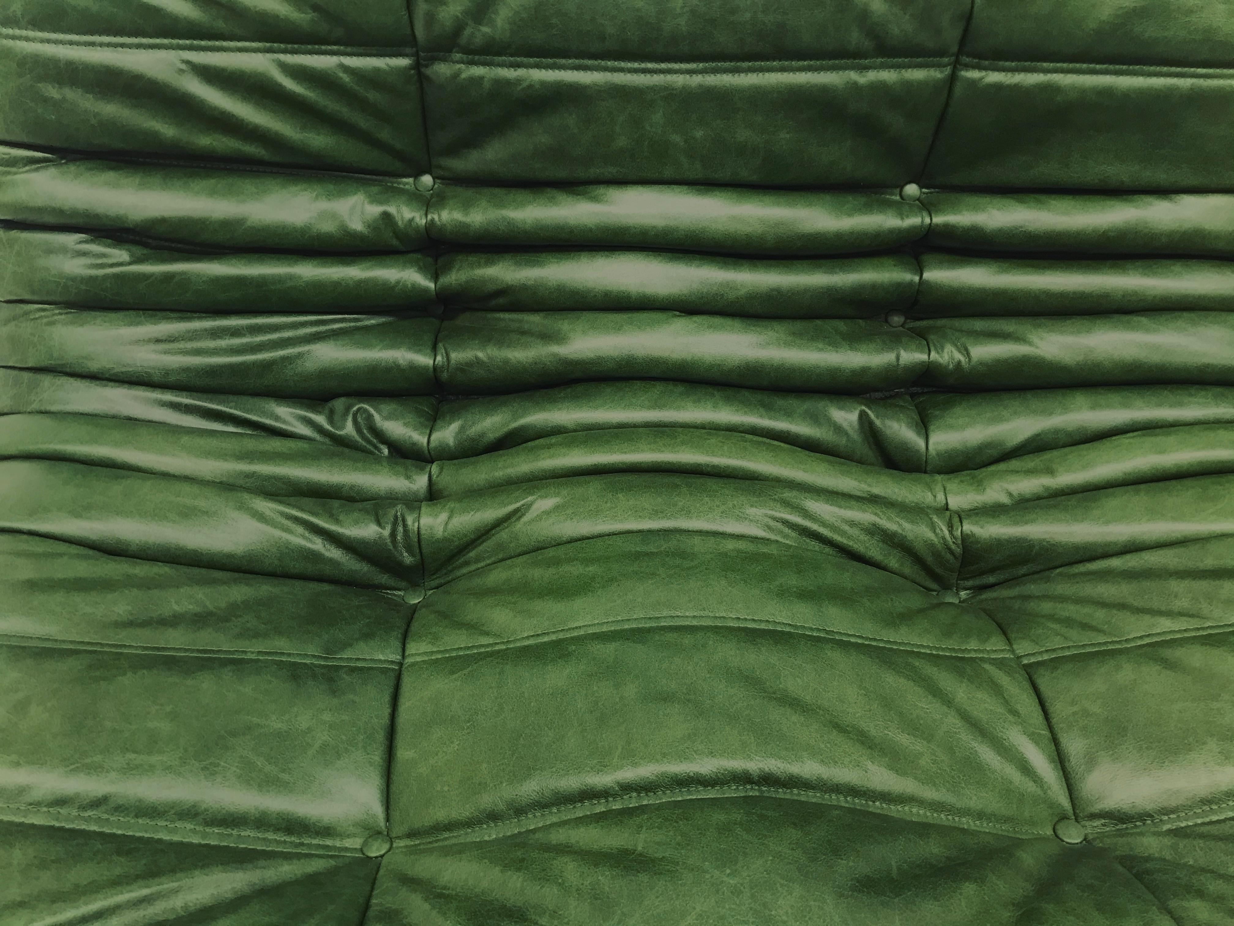 The most sold designer sofa in the world. The Togo sofa designed by Michel Ducaroy in 1973 for Ligne Roset but still very popular today. This sofa is refurbished. Weak parts of foam have been replaced by new firm foam. Thereafter the sofa is newly