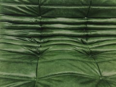 Vintage Large Togo in Forest Green Leather by Michel Ducaroy for Ligne Roset