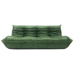 Vintage Large Togo in Forest Green Leather by Michel Ducaroy for Ligne Roset