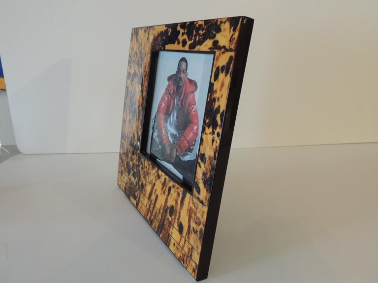 Vintage Large Tortoise Shell Pattern Inlaid Wood with Brass Inlaid ...