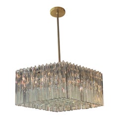 Vintage Large Tri Lobe Murano Glass Italian Camer Chandelier