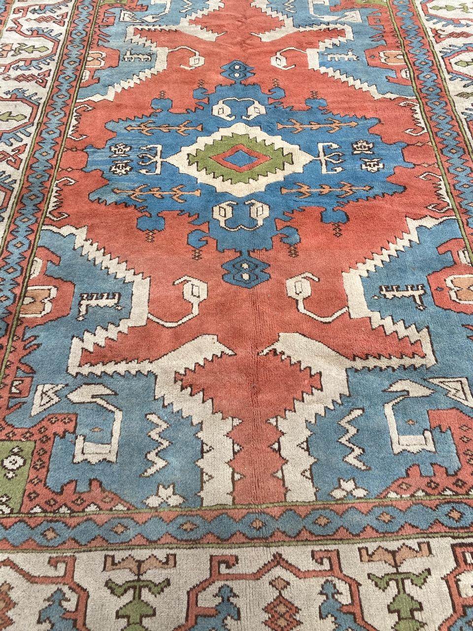Beautiful late 20th century Turkish Kars rug with a geometrical design and nice colors, entirely hand knotted with wool velvet on wool foundation