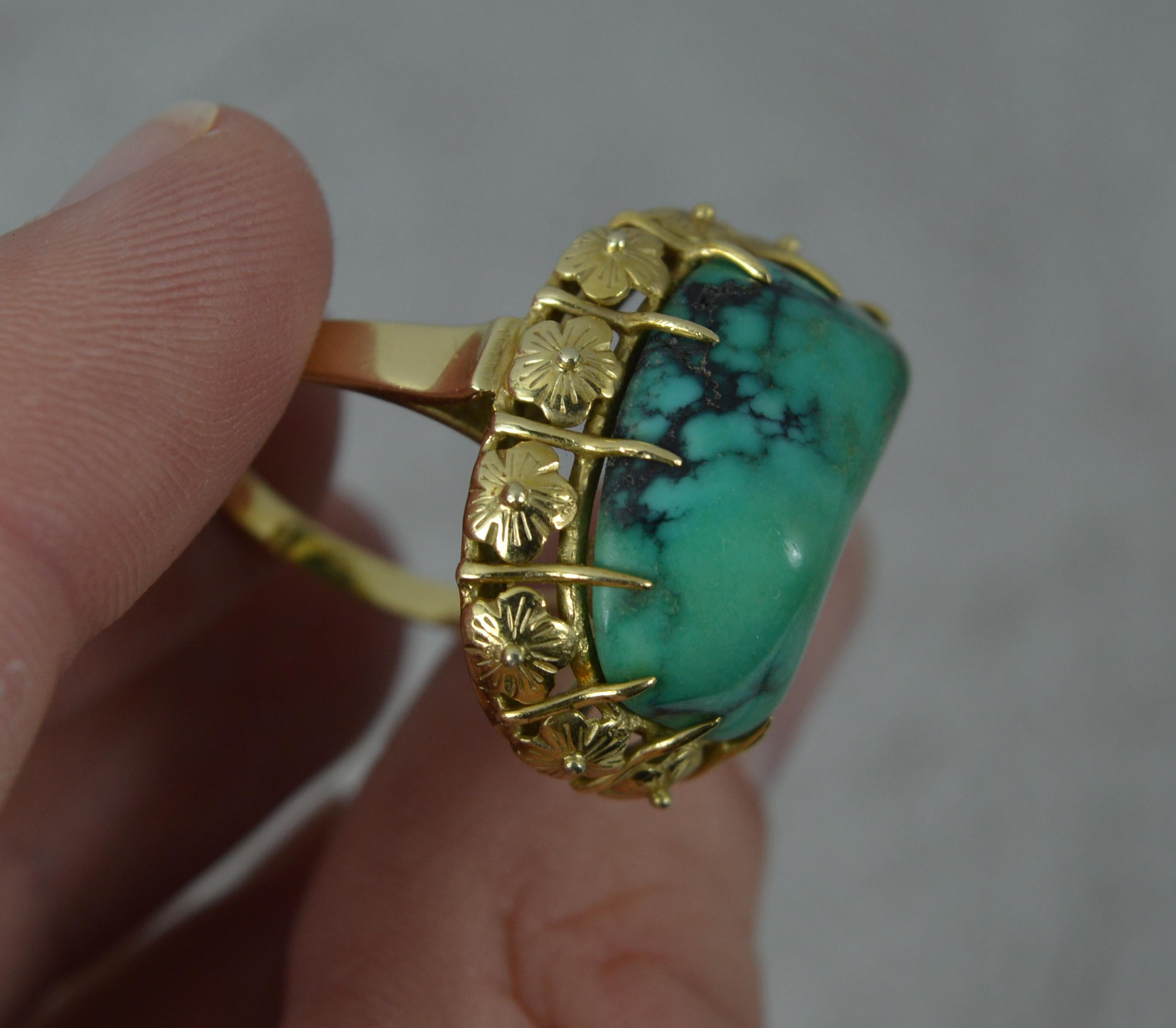 Retro Vintage Large Turquoise and 14 Carat Gold Statement Ring