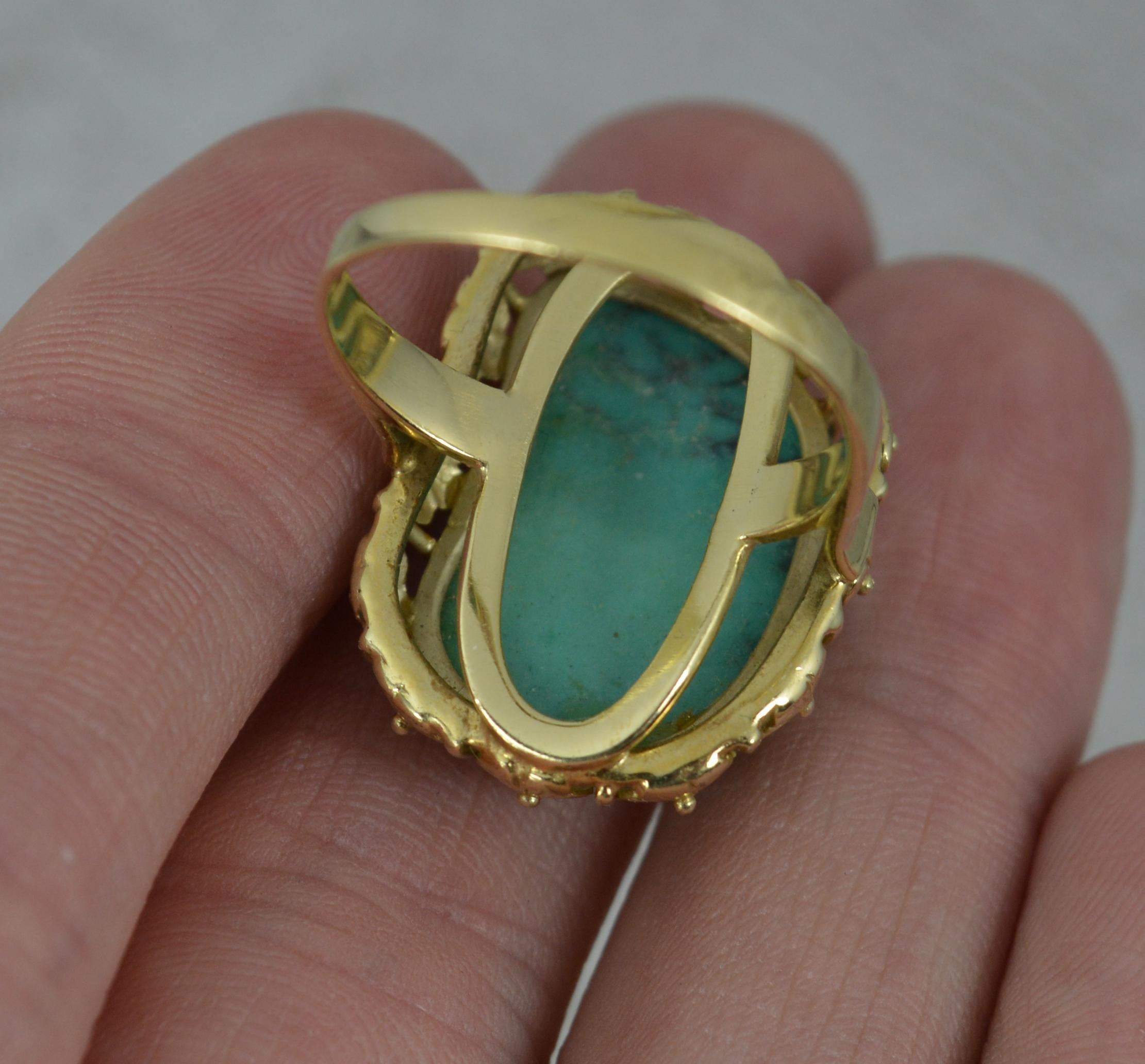 Women's Vintage Large Turquoise and 14 Carat Gold Statement Ring