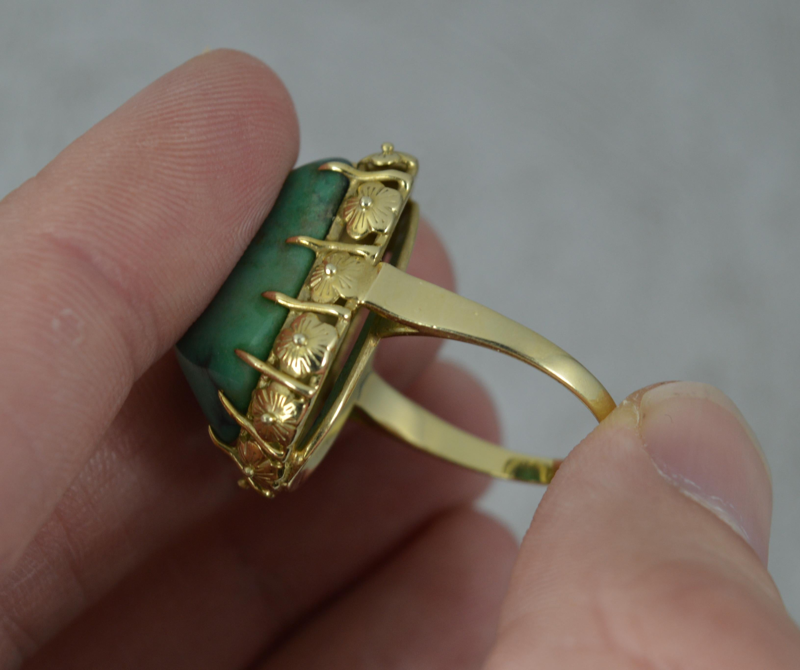 Vintage Large Turquoise and 14 Carat Gold Statement Ring 1