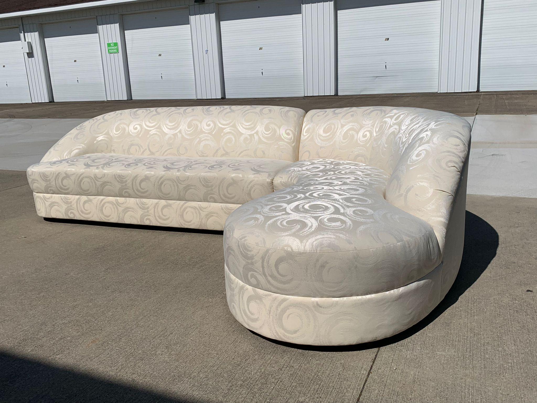 Post-Modern Vintage Large Two-Piece Postmodern Curved Sectional For Sale