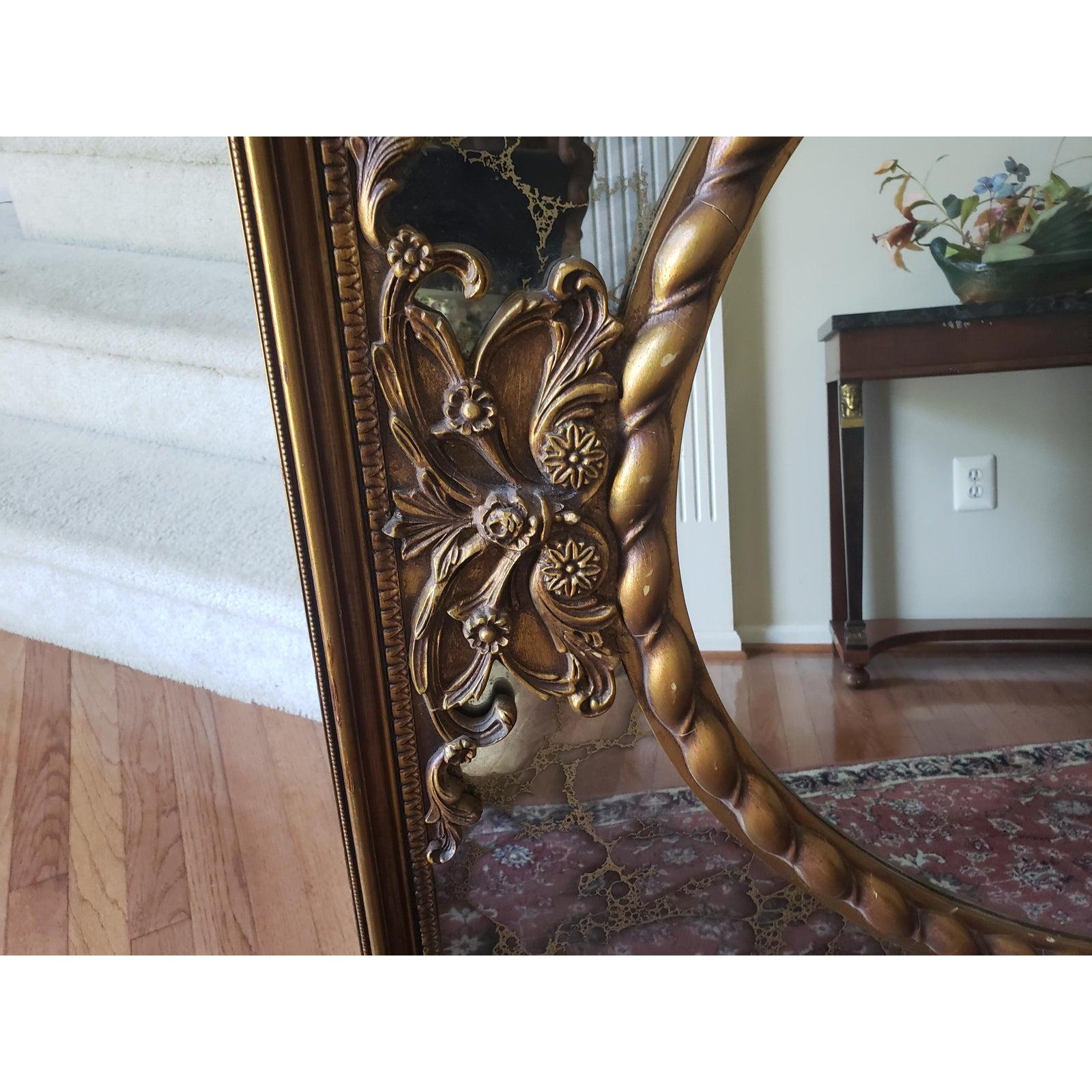 Art Nouveau Vintage Large Wall Mirror For Sale