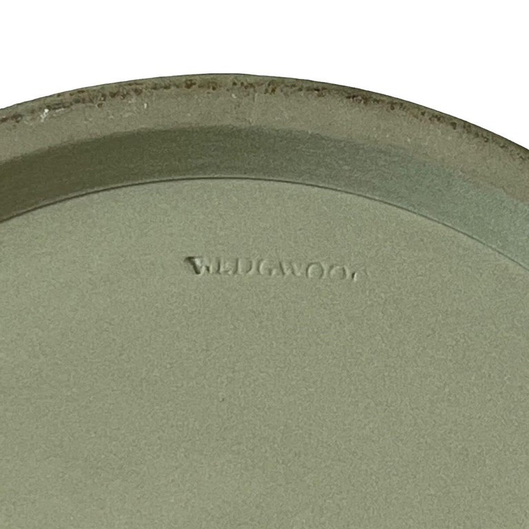 Vintage Large Wedgwood Green Jasperware Decorative Box with Lid For