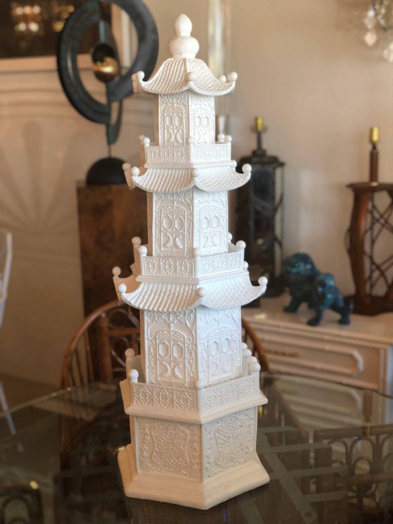 Vintage Large White Pagoda Statue Chinoiserie Garden at 1stDibs