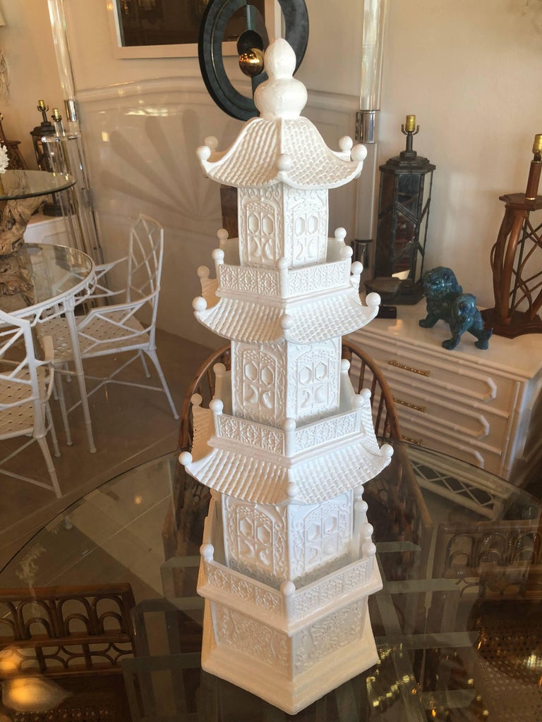 Vintage Large White Pagoda Statue Chinoiserie Garden at 1stDibs