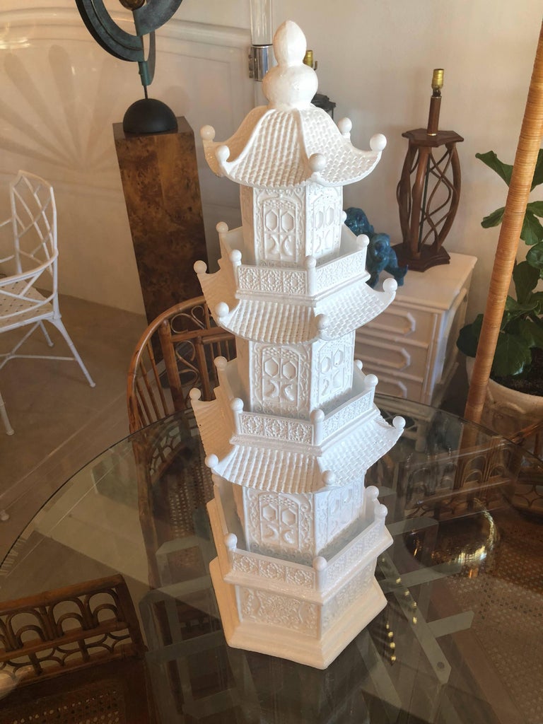 Vintage Large White Pagoda Statue Chinoiserie Garden at 1stDibs