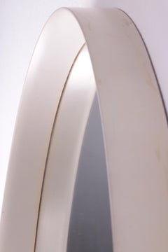 Vintage Large White Wooden Oval Wall Mirror, 1960s