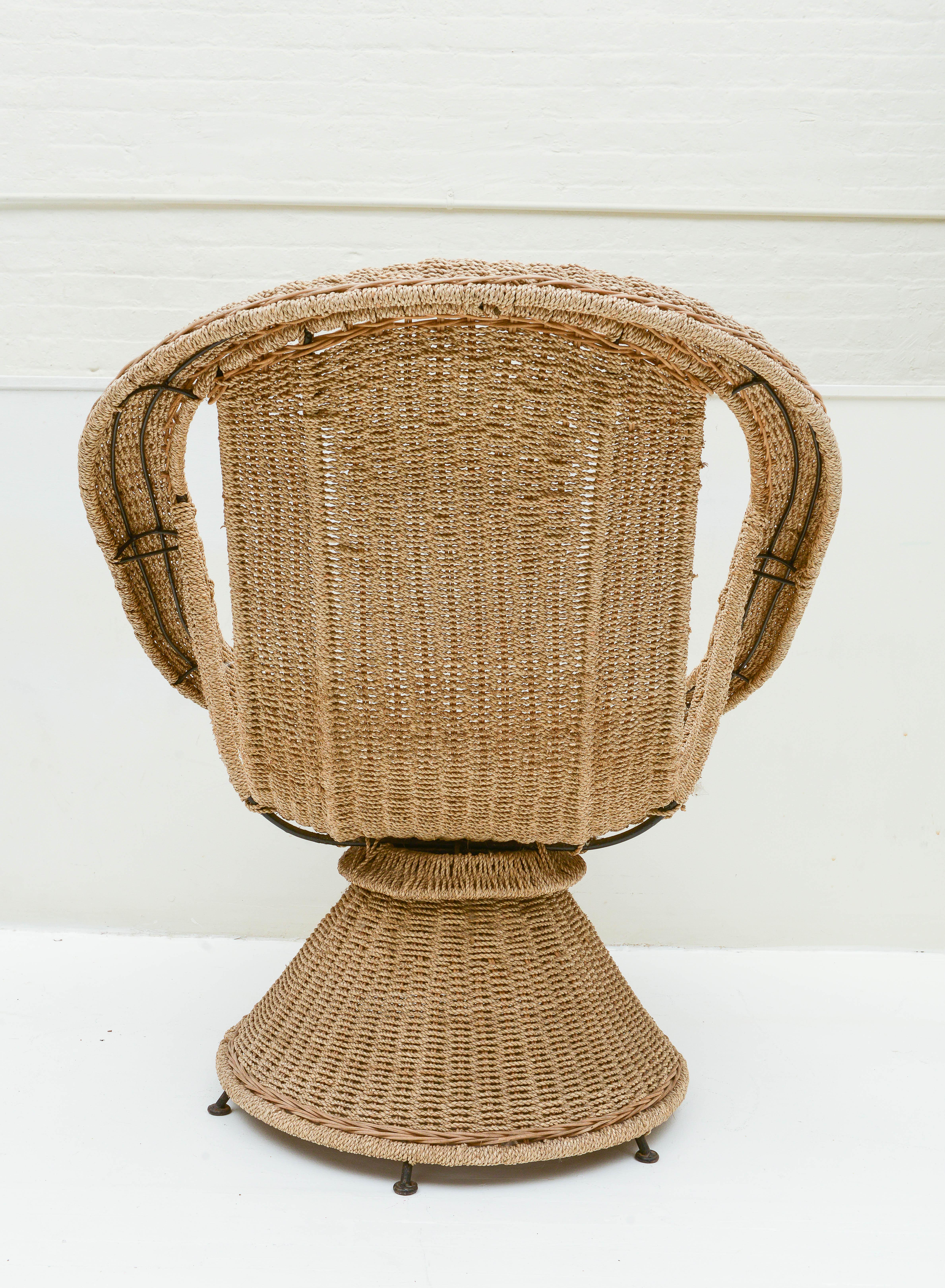 Vintage Large Wicker Woven Chair with Incredible Detailing, France, 1970's For Sale 2