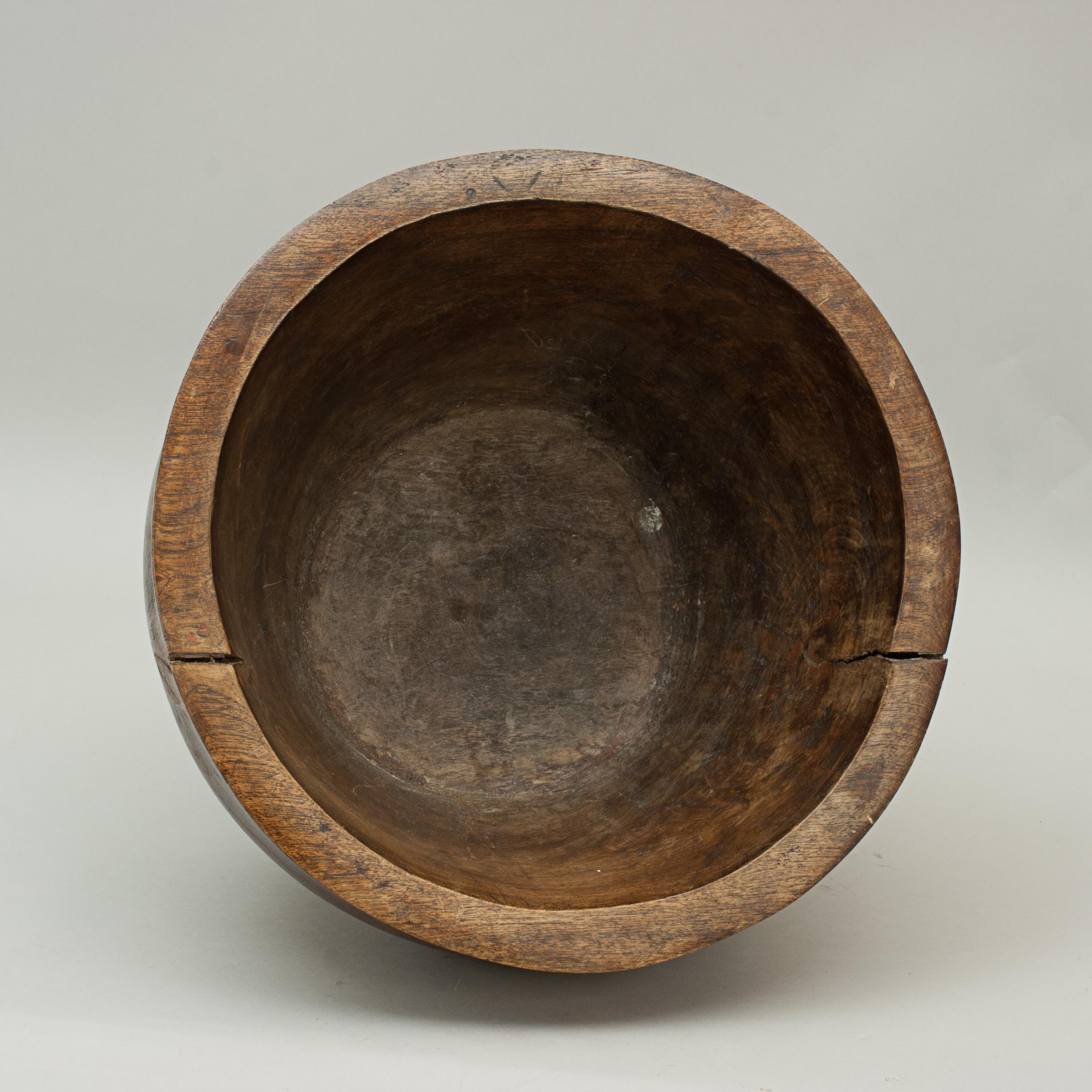 Early 20th Century Vintage, Large Wooden Bowl in Walnut or Teak