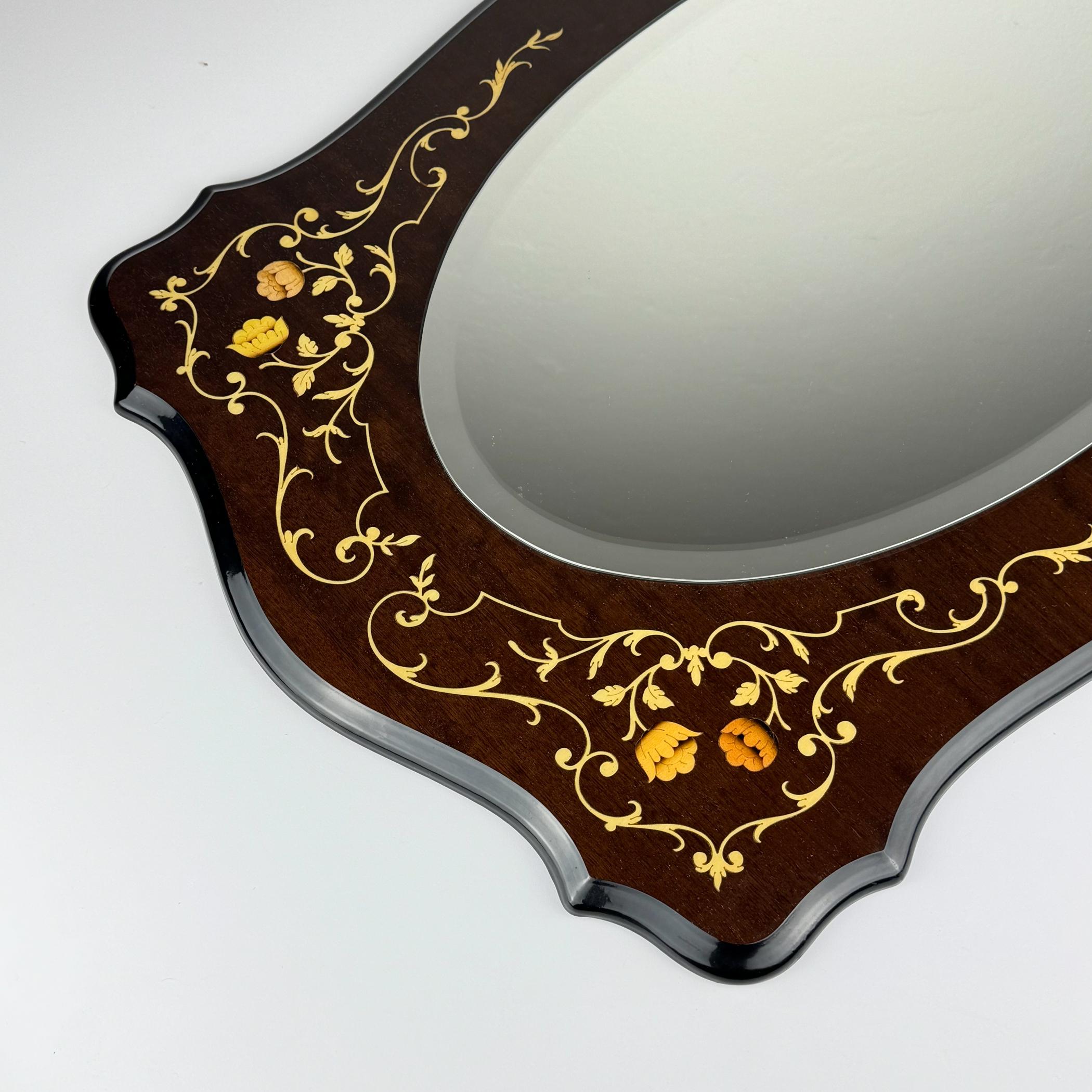 Grand miroir vintage en bois, Italie 1970 en vente 3