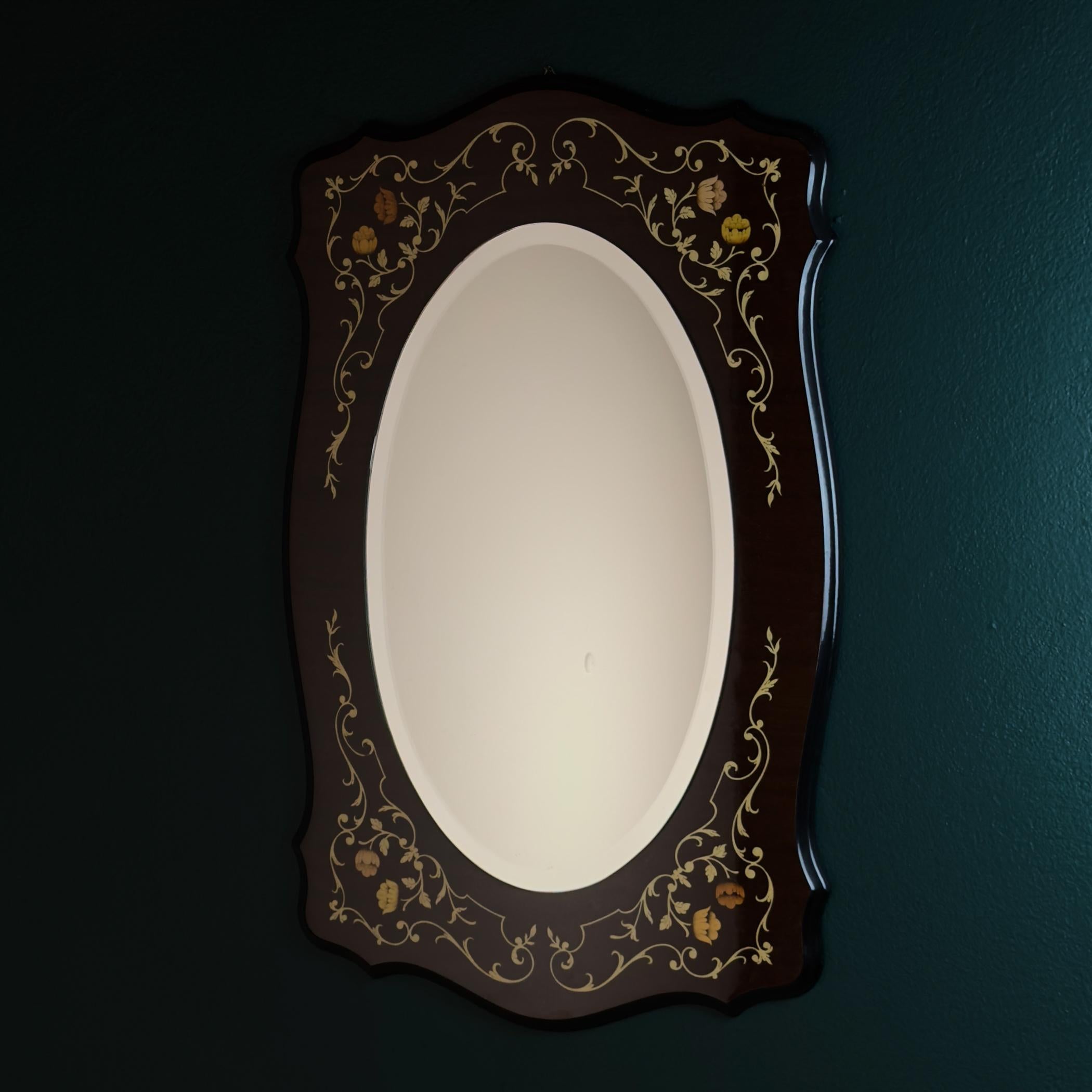 Grand miroir vintage en bois, Italie 1970 en vente 4