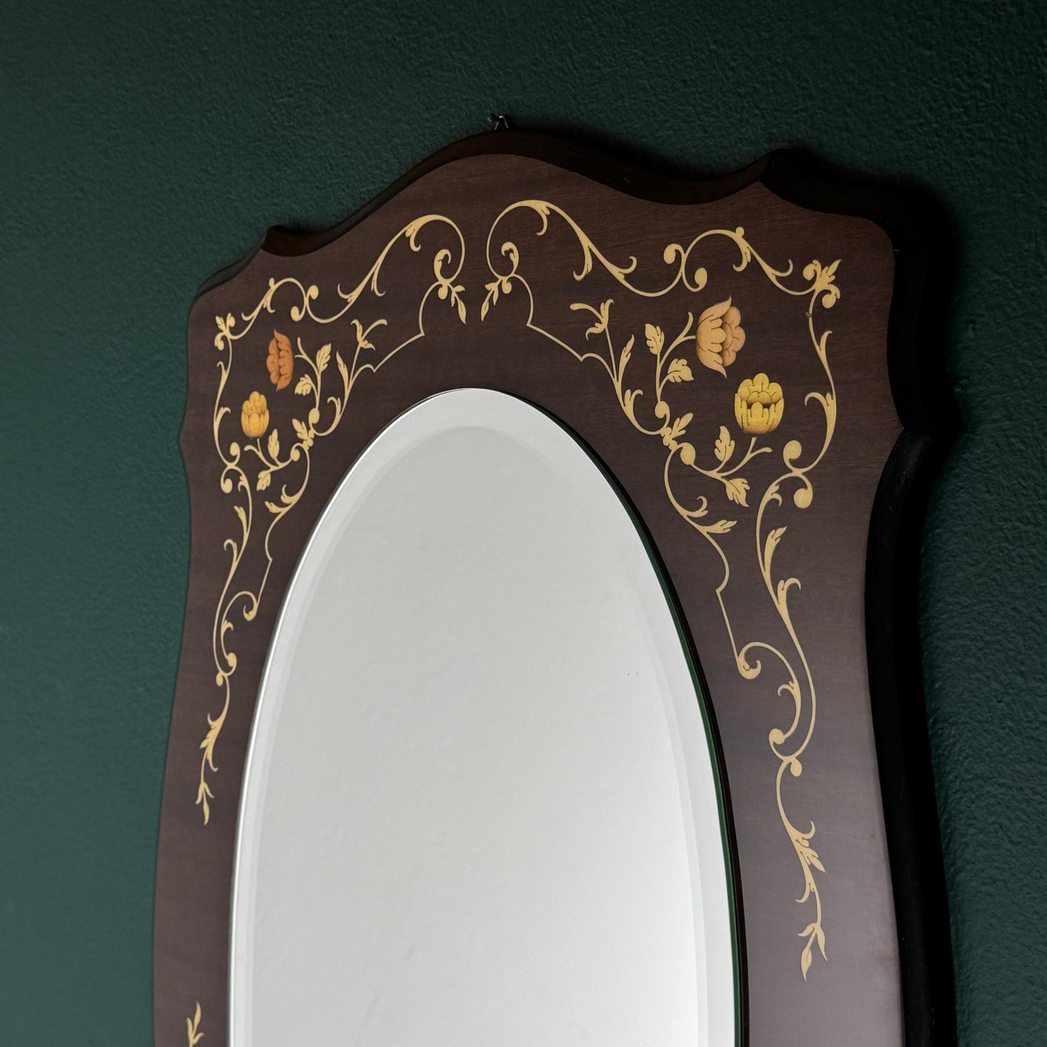 Grand miroir vintage en bois, Italie 1970 en vente 6