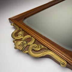Vintage Large Wooden Wall Mirror, Italy 1950s Vintage home decor
