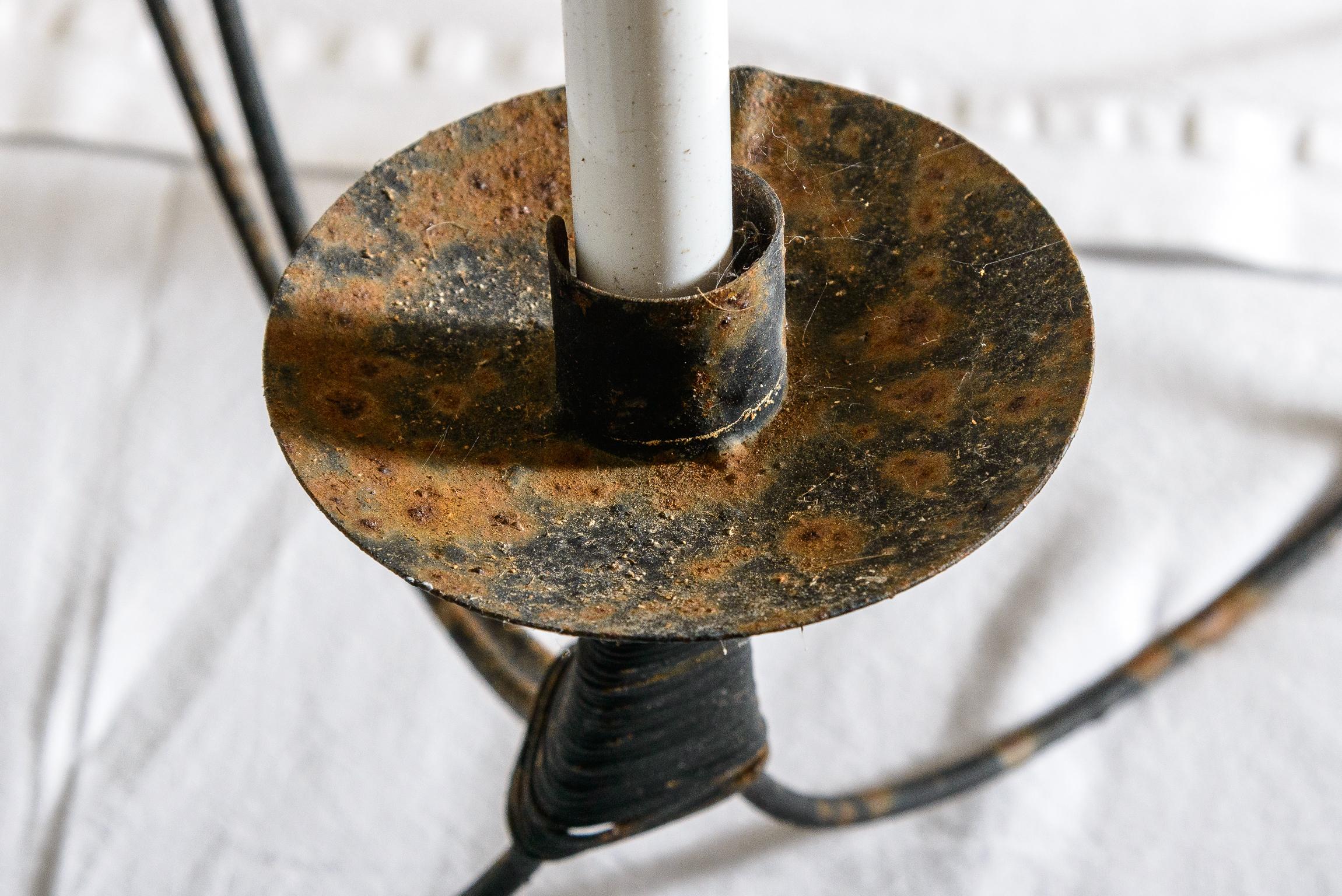 Vintage Large Wrought Iron 10 Candle Lights Chandelier For Sale 3