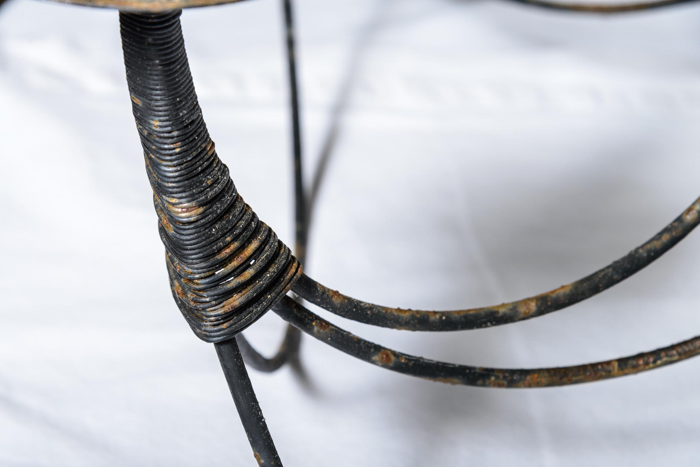 Mexican Vintage Large Wrought Iron 10 Candle Lights Chandelier For Sale