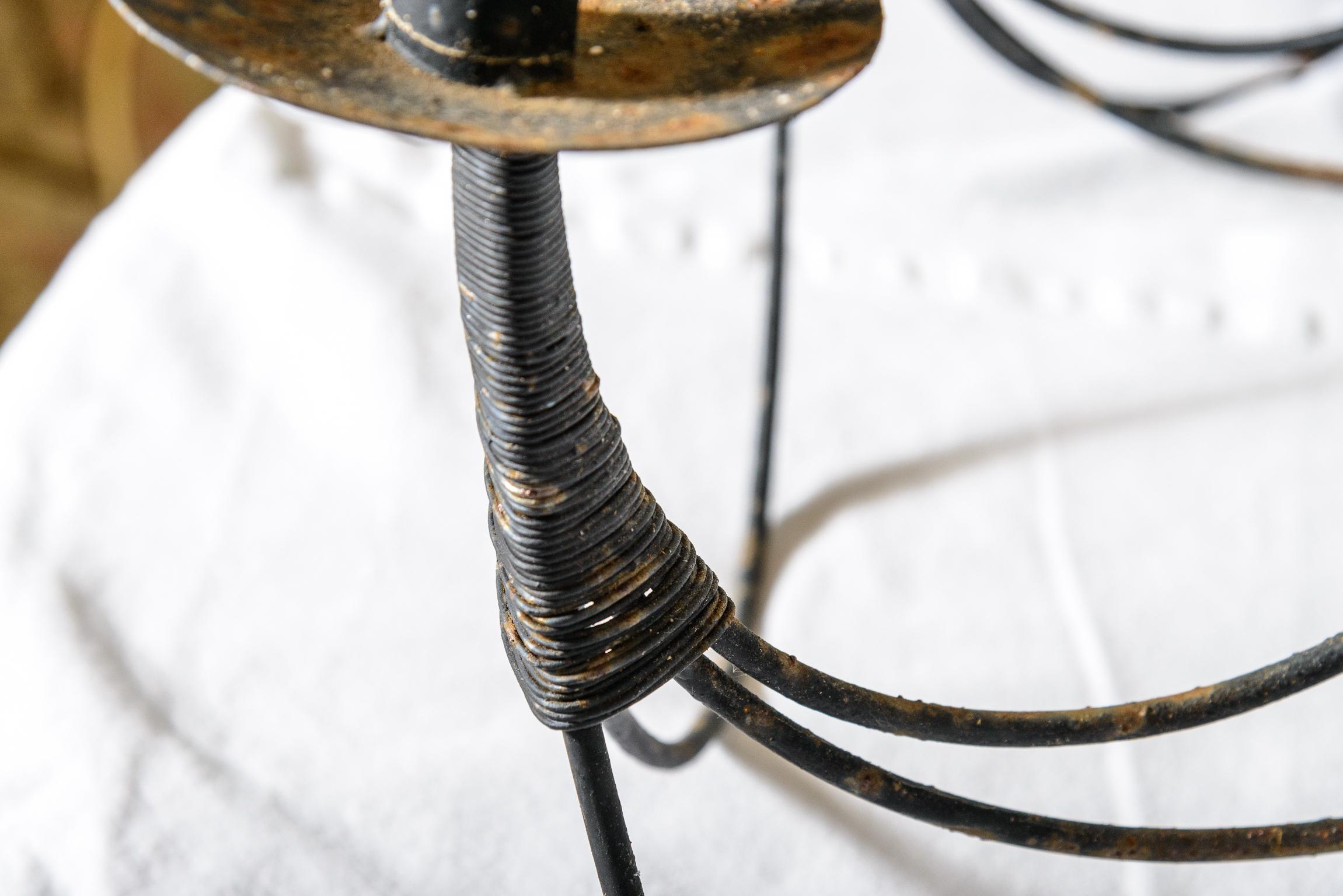 Late 20th Century Vintage Large Wrought Iron 10 Candle Lights Chandelier For Sale