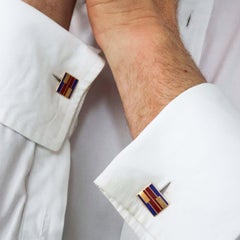Vintage Larter & Sons Red and Blue Enamel and Gold Cufflinks, Circa 1960