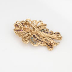 Vintage Las Vegas Showgirl Gemstone Pendant 10k Yellow Gold Brooch Fine Jewelry