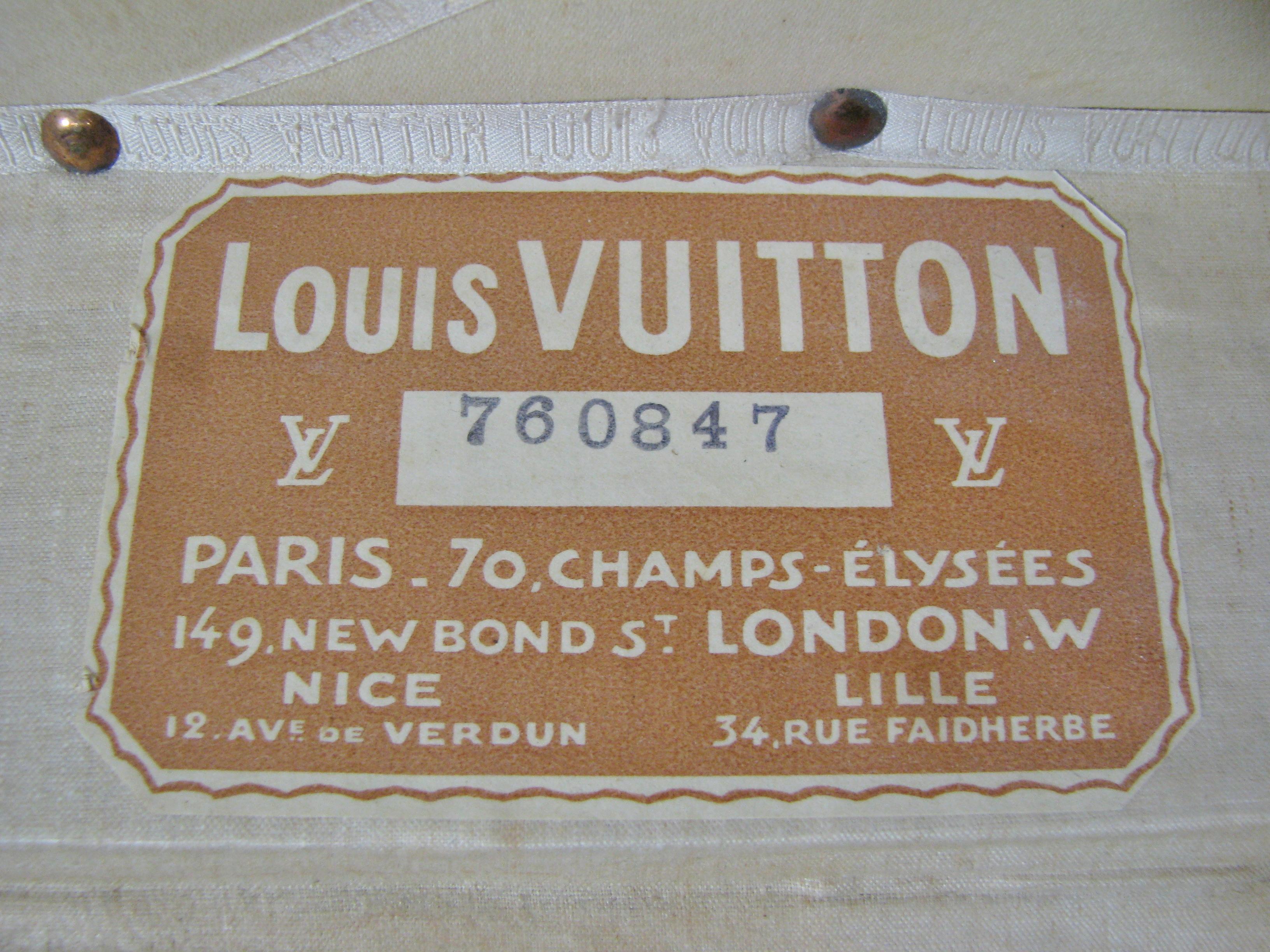 Vintage Late 1920s Louis Vuitton Steamer Trunk with Original Trays and Label For Sale 7
