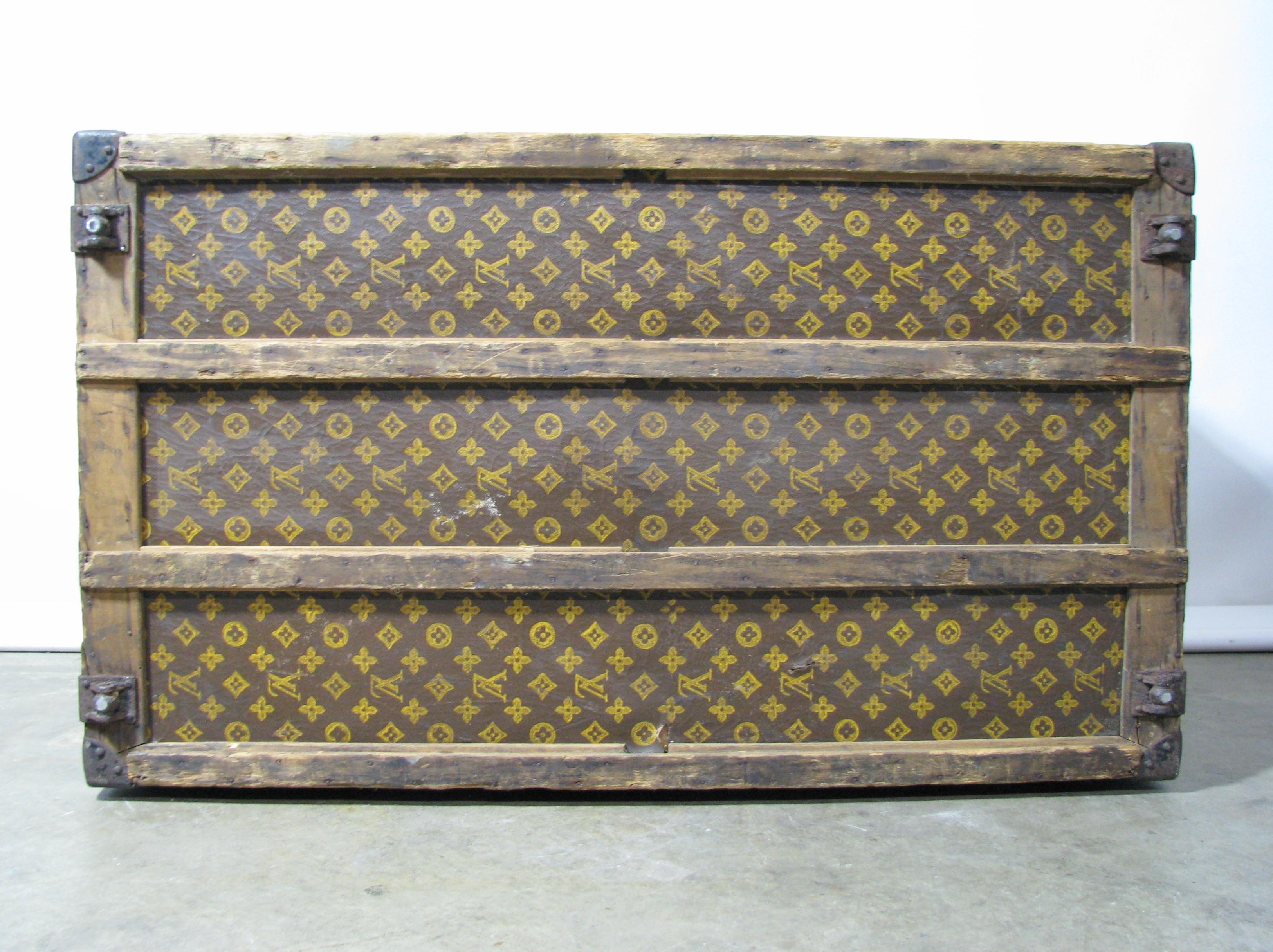 Vintage Late 1920s Louis Vuitton Steamer Trunk with Original Trays and Label For Sale 1