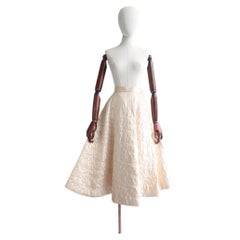 Vintage Late 1940's Satin Quilted Soutache Embellished Skirt UK 8-10 US 4-6