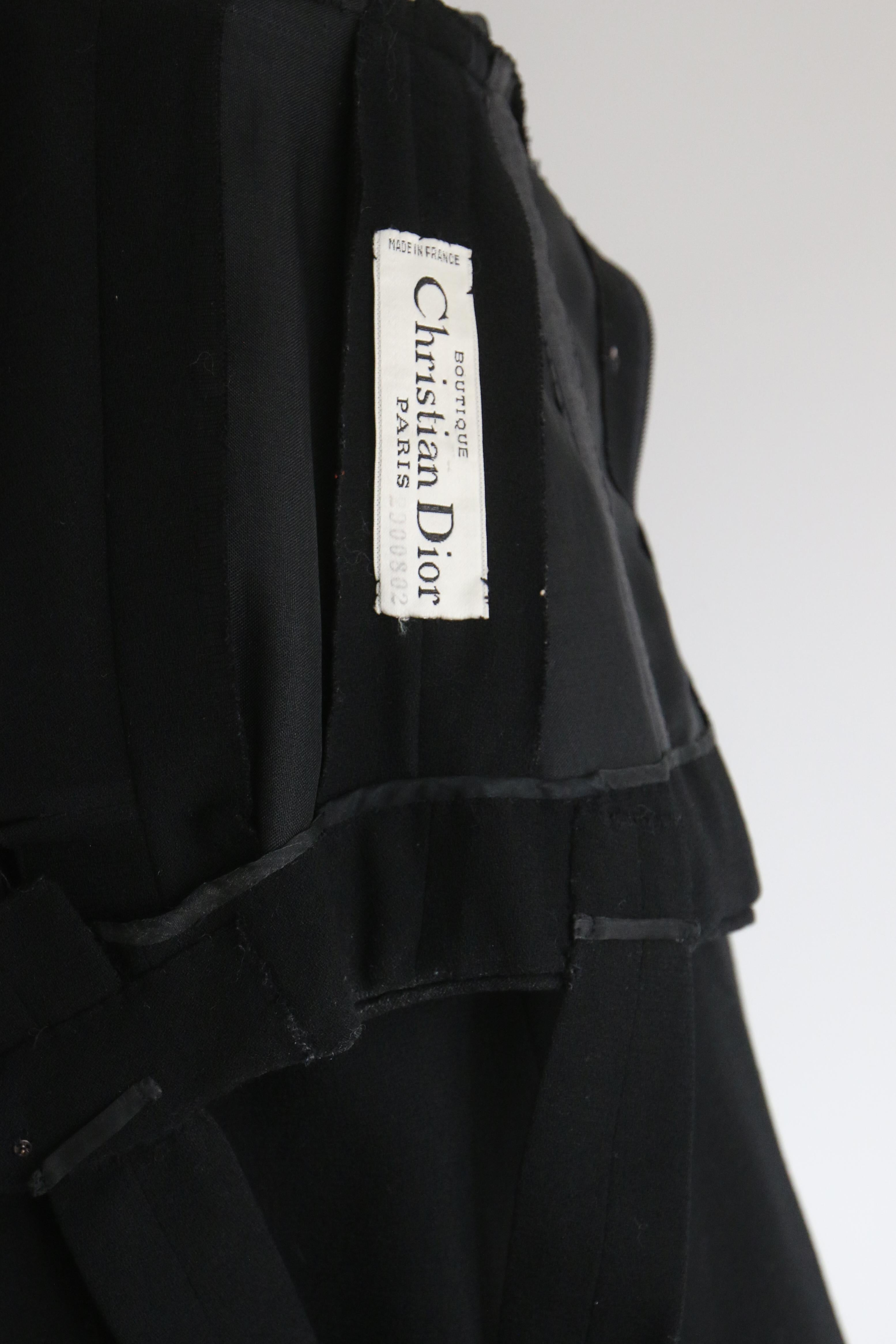  Vintage Late 1950's Black Christian Dior Dress UK 8 US 4 For Sale 6