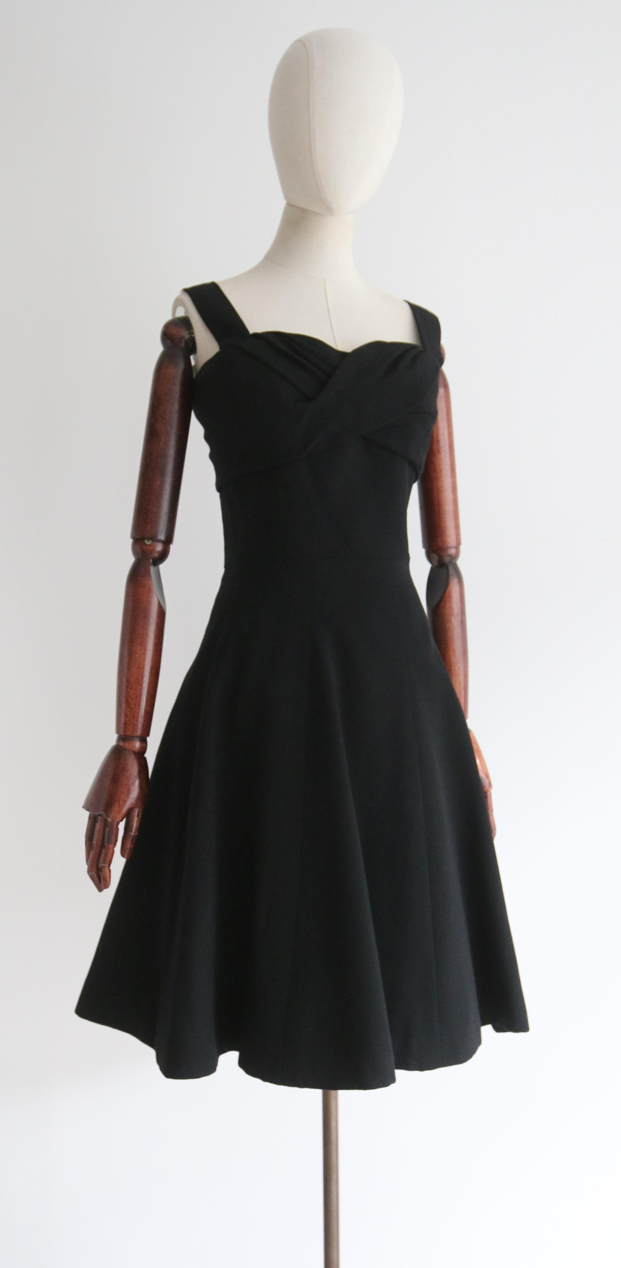  Vintage Late 1950's Black Christian Dior Dress UK 8 US 4 en vente 1
