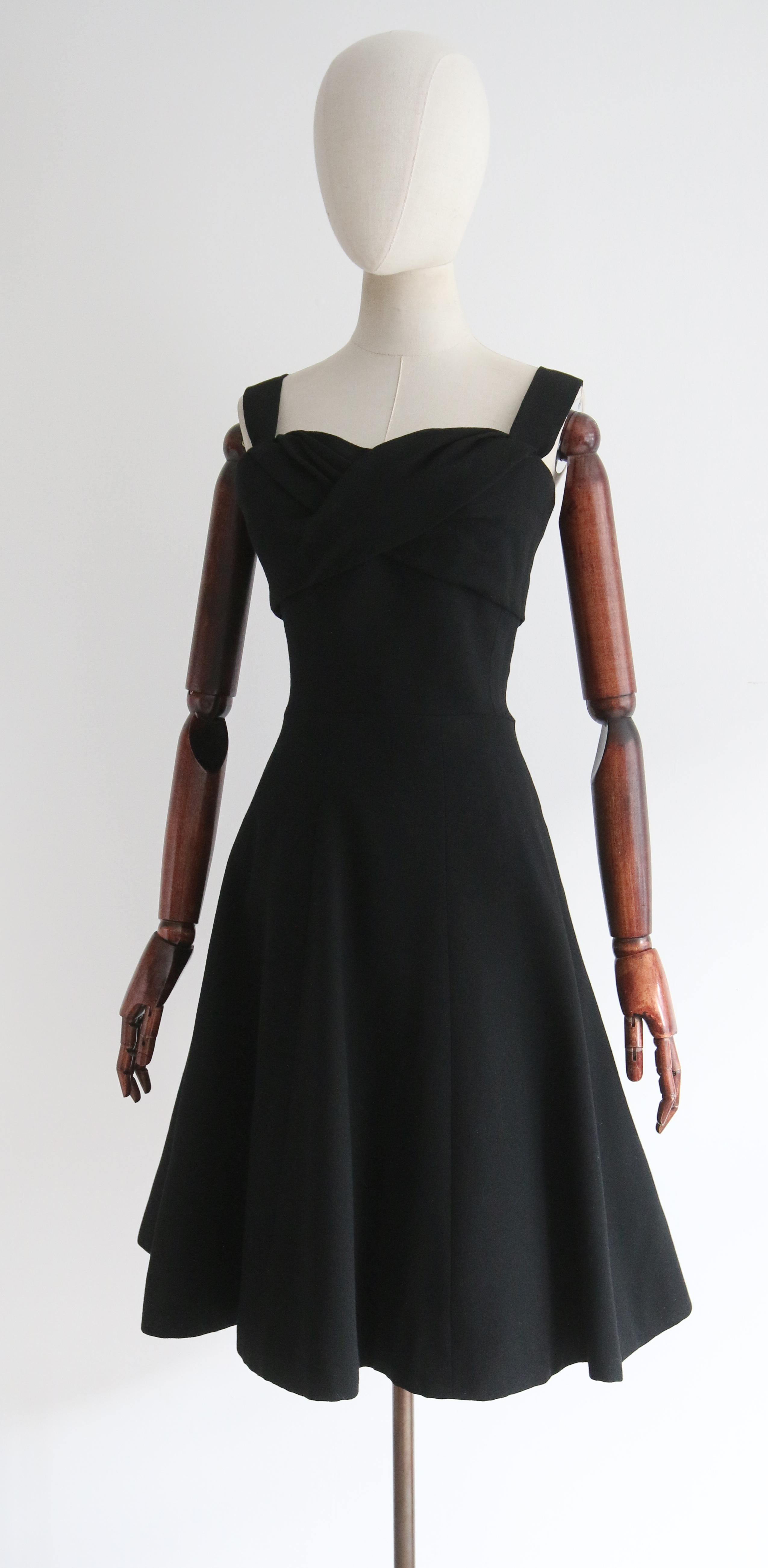  Vintage Late 1950's Black Christian Dior Dress UK 8 US 4 For Sale 3