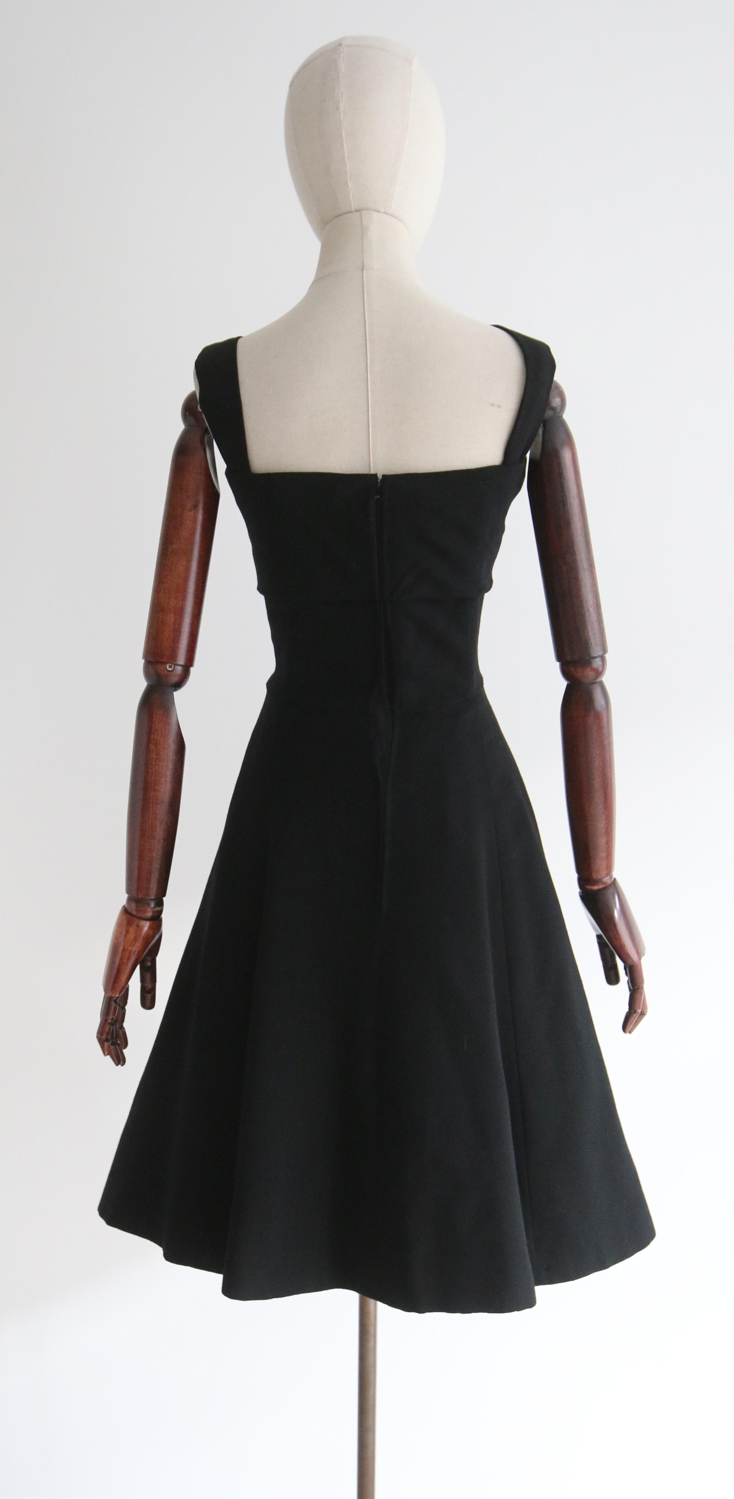  Vintage Late 1950's Black Christian Dior Dress UK 8 US 4 For Sale 4