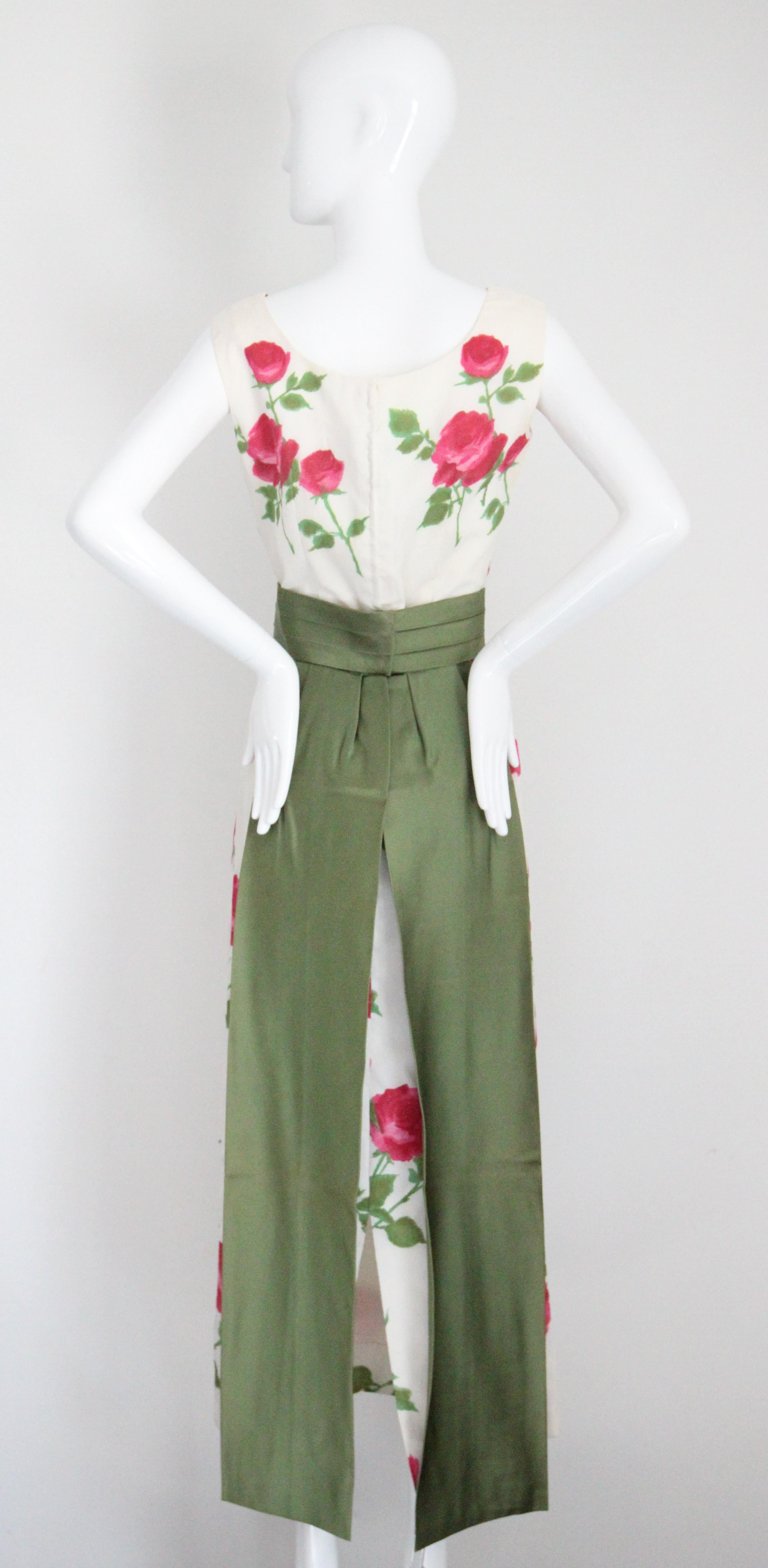 Vintage late 1950's pink rose print cocktail dress 1950's rose dress UK 8 US 4 en venta 4