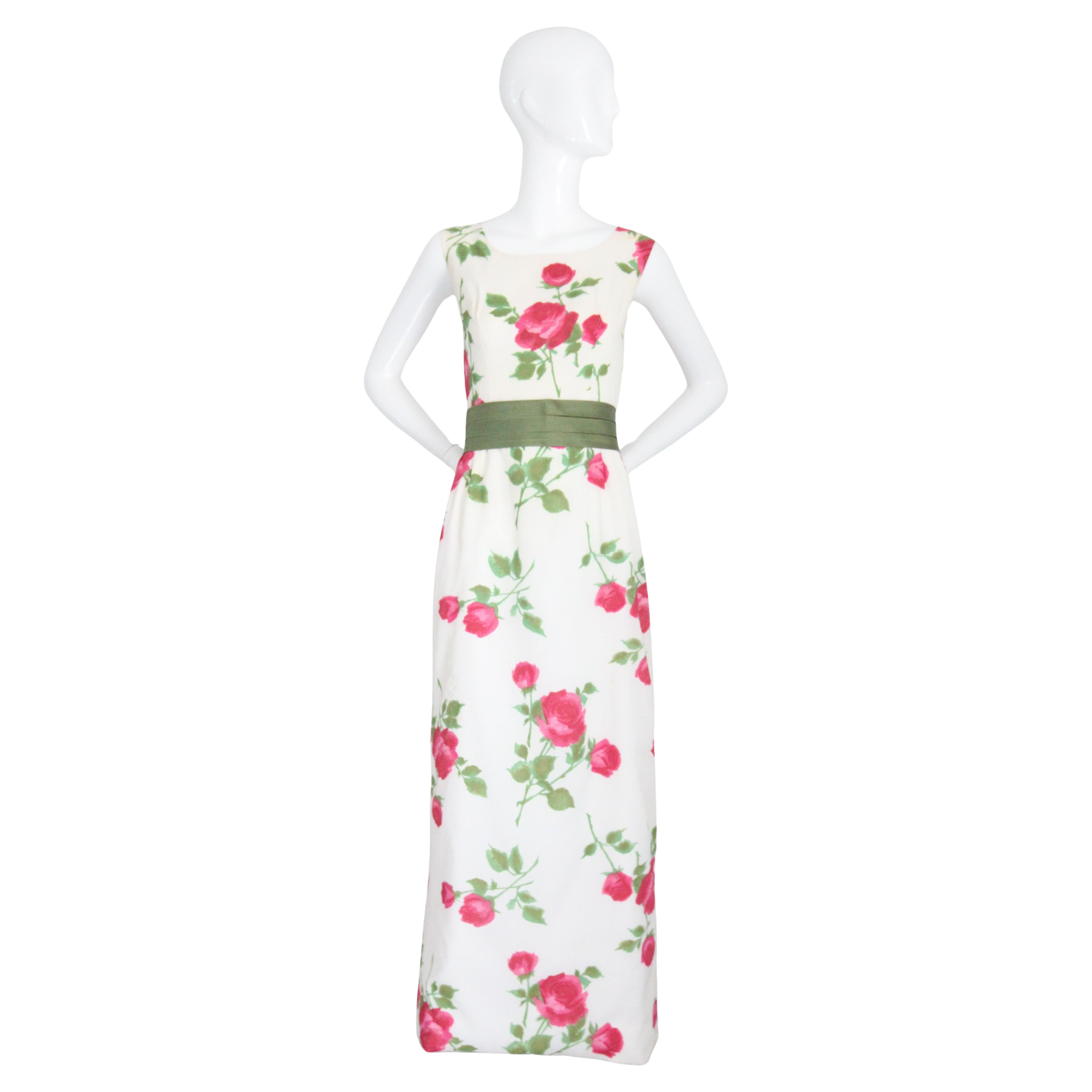 Vintage late 1950's rose rose print cocktail dress 1950's rose dress UK 8 US 4