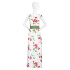 Vintage late 1950's pink rose print cocktail dress 1950's rose dress UK 8 US 4