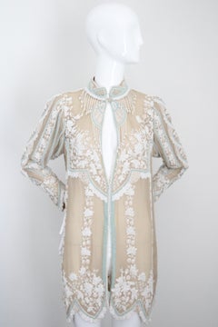 Vintage late 1960's Louis Feraud Silk Chiffon Beaded Jacket UK 8-10 US 4-6