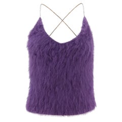 Vintage Late 1980s Purple Angora Rhinestone Cross-Back Cami