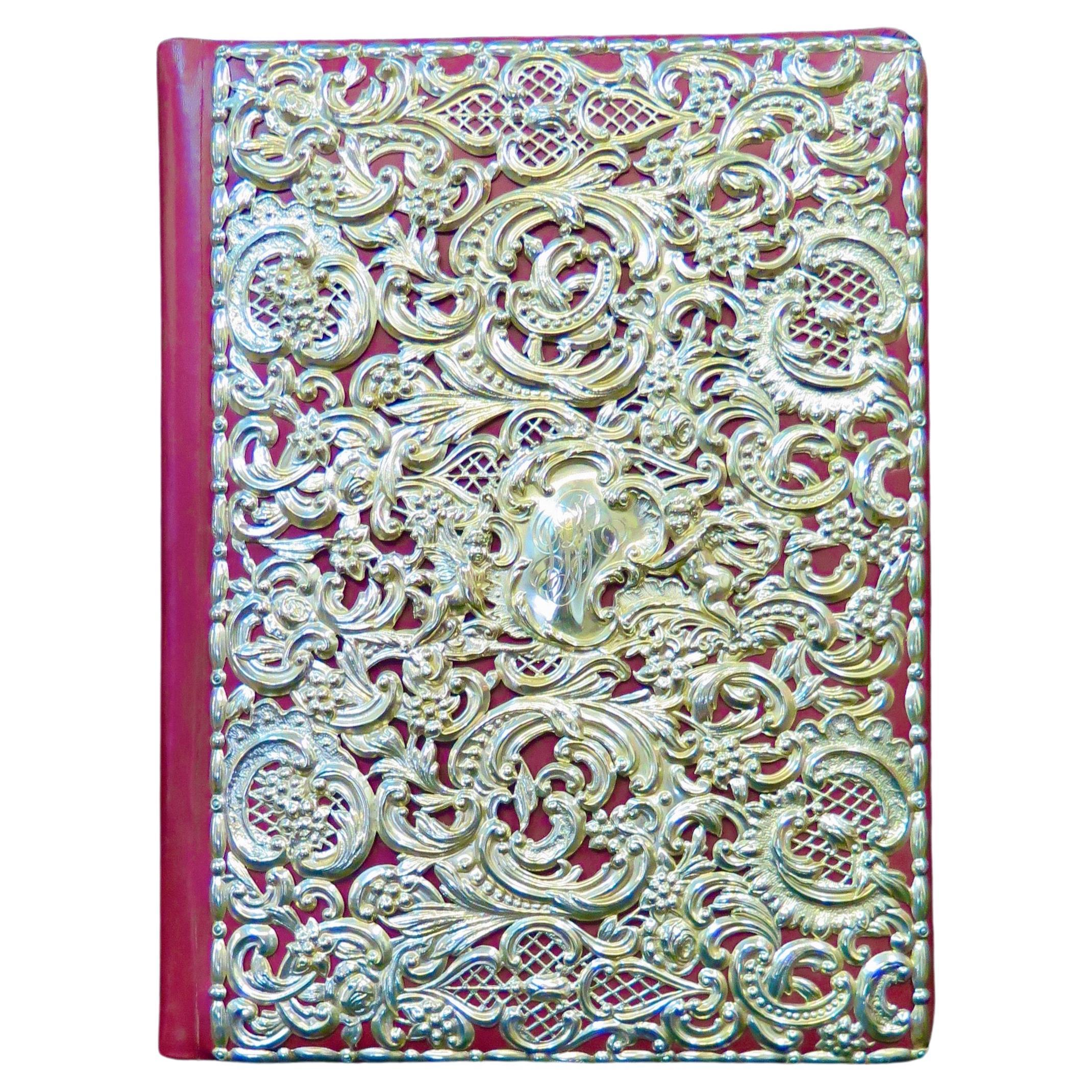 Carpeta portadocumentos vintage de plata de ley de finales del siglo XIX en venta