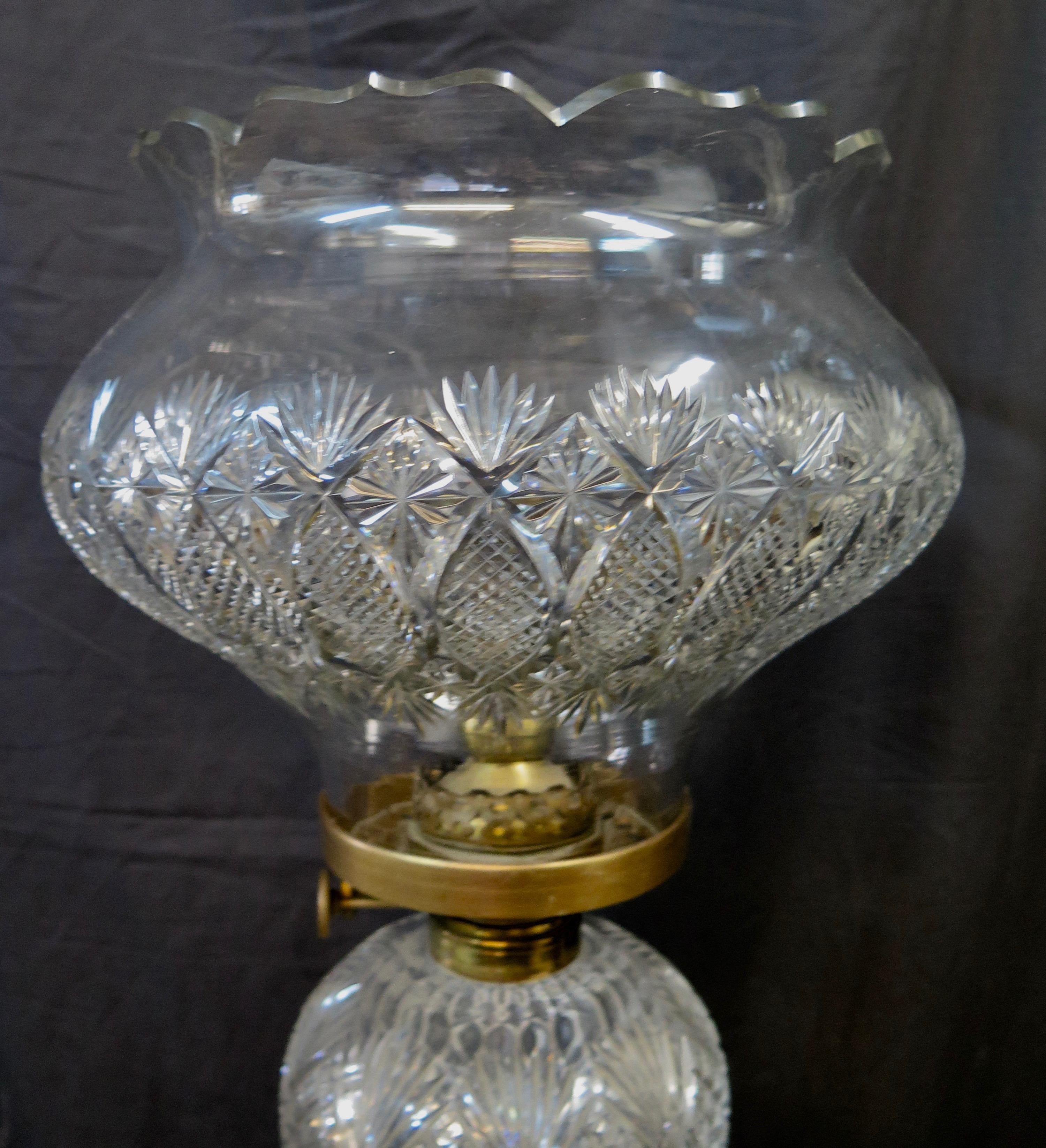 Vintage Late 19th Century Victorian Period Cut Glass, Onyx and Bronze Table lamp For Sale 5