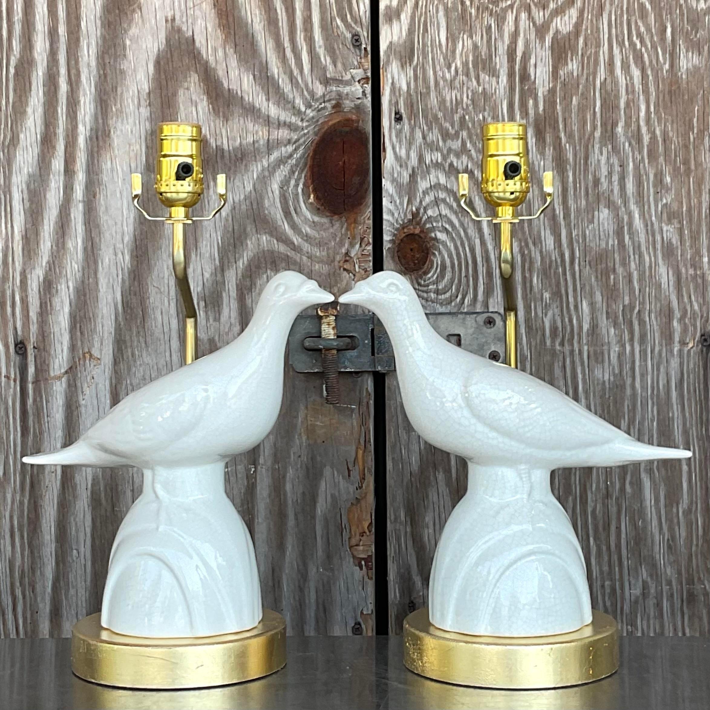 Américain Paire de lampes Boho Love Bird de la fin du 20e siècle en vente