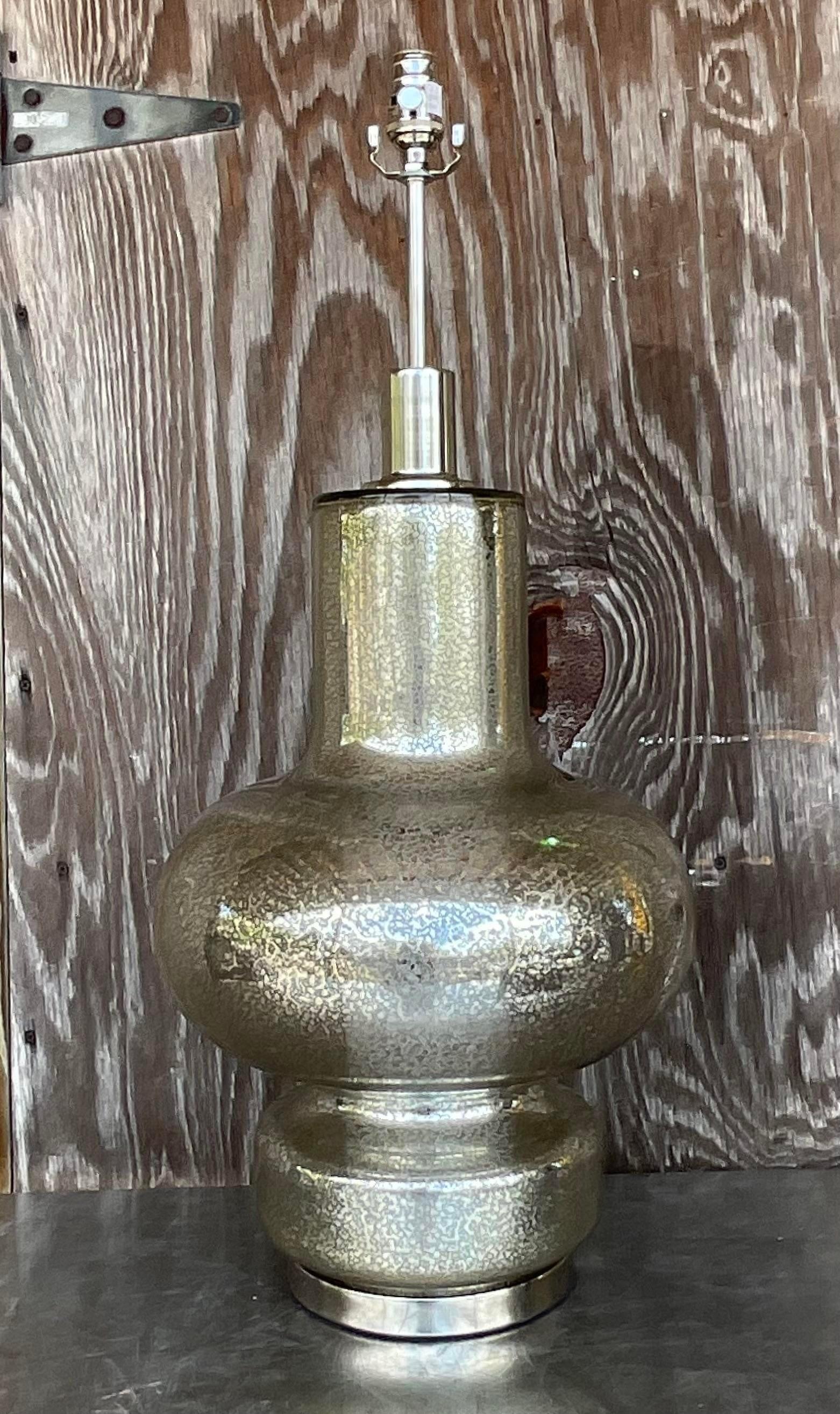 Vintage Late 20th Century Boho Mercury Glass Lamp 3