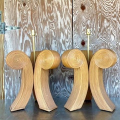 Vintage-Boho-Bleistift-Schnörkellampen aus Schilf, Vintage, spätes 20. Jahrhundert, Paar