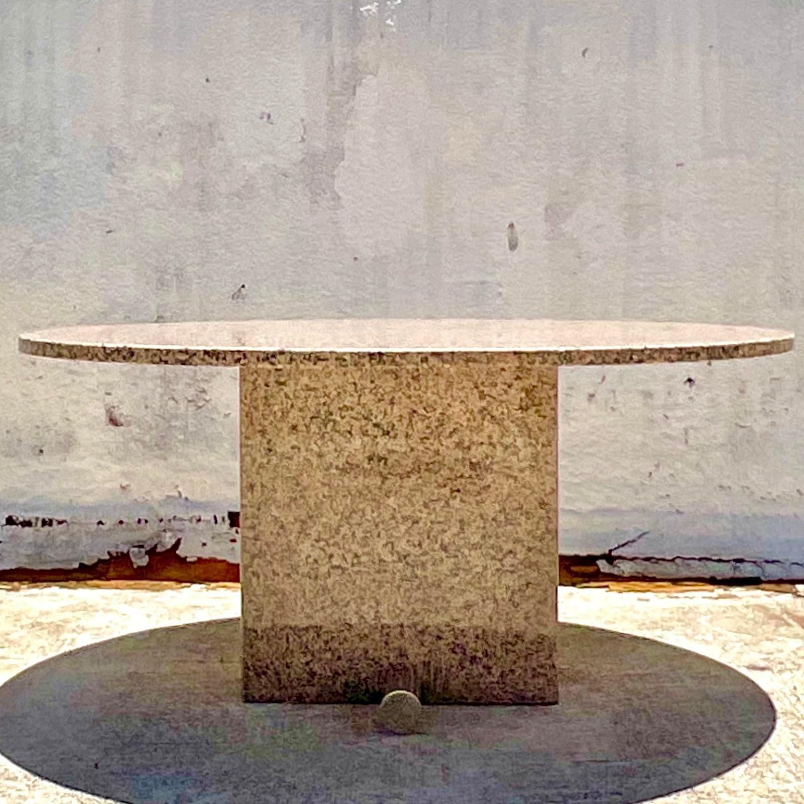 Vintage Late 20th Century Contemporary Granite Dining Table In Good Condition In West Palm Beach, FL