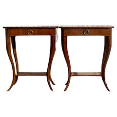 Used Late 20th Century Flame Mahogany Nightstands- a Pair